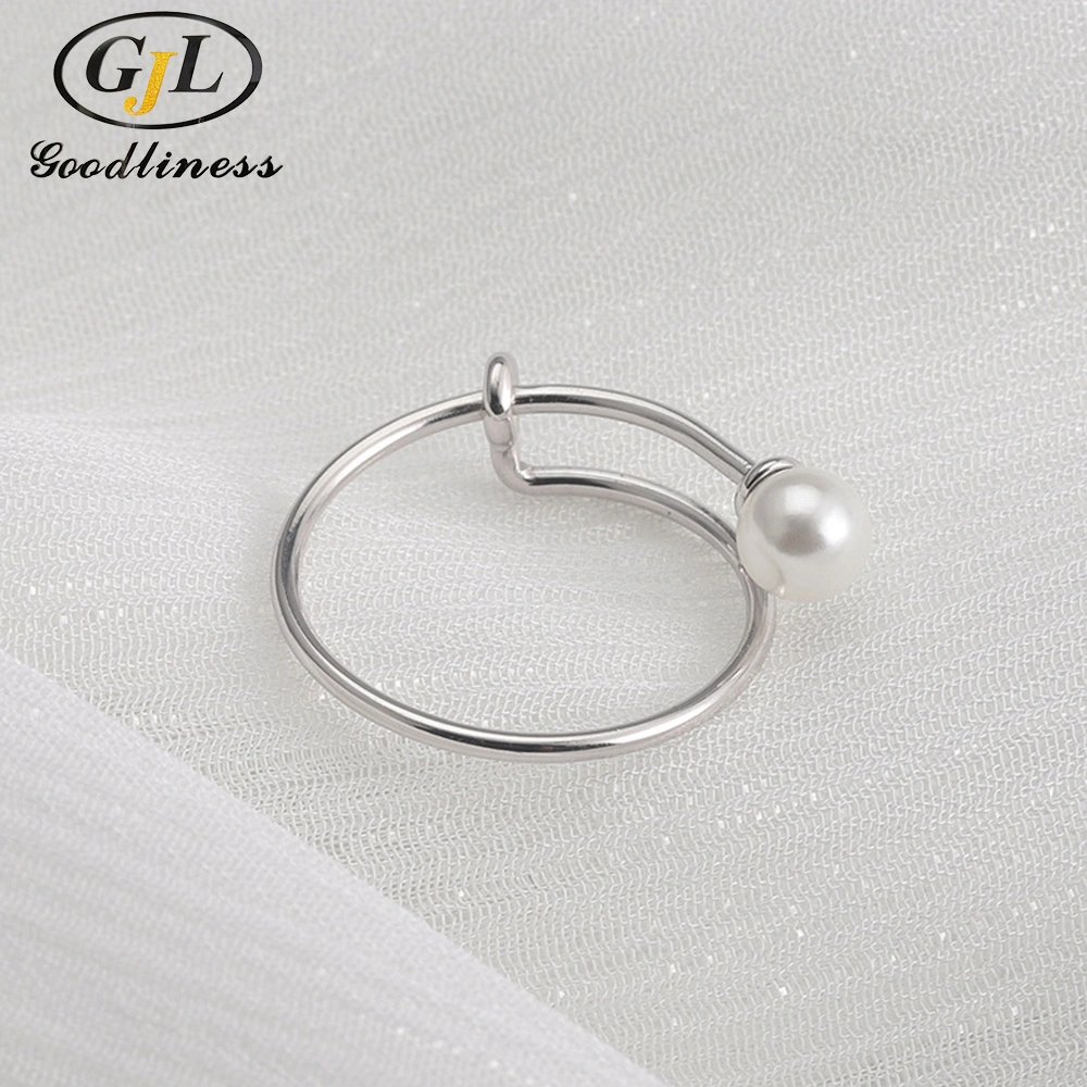 Minimalist Adjustable Promise 925 Silver Rings with Pearl for Girls
