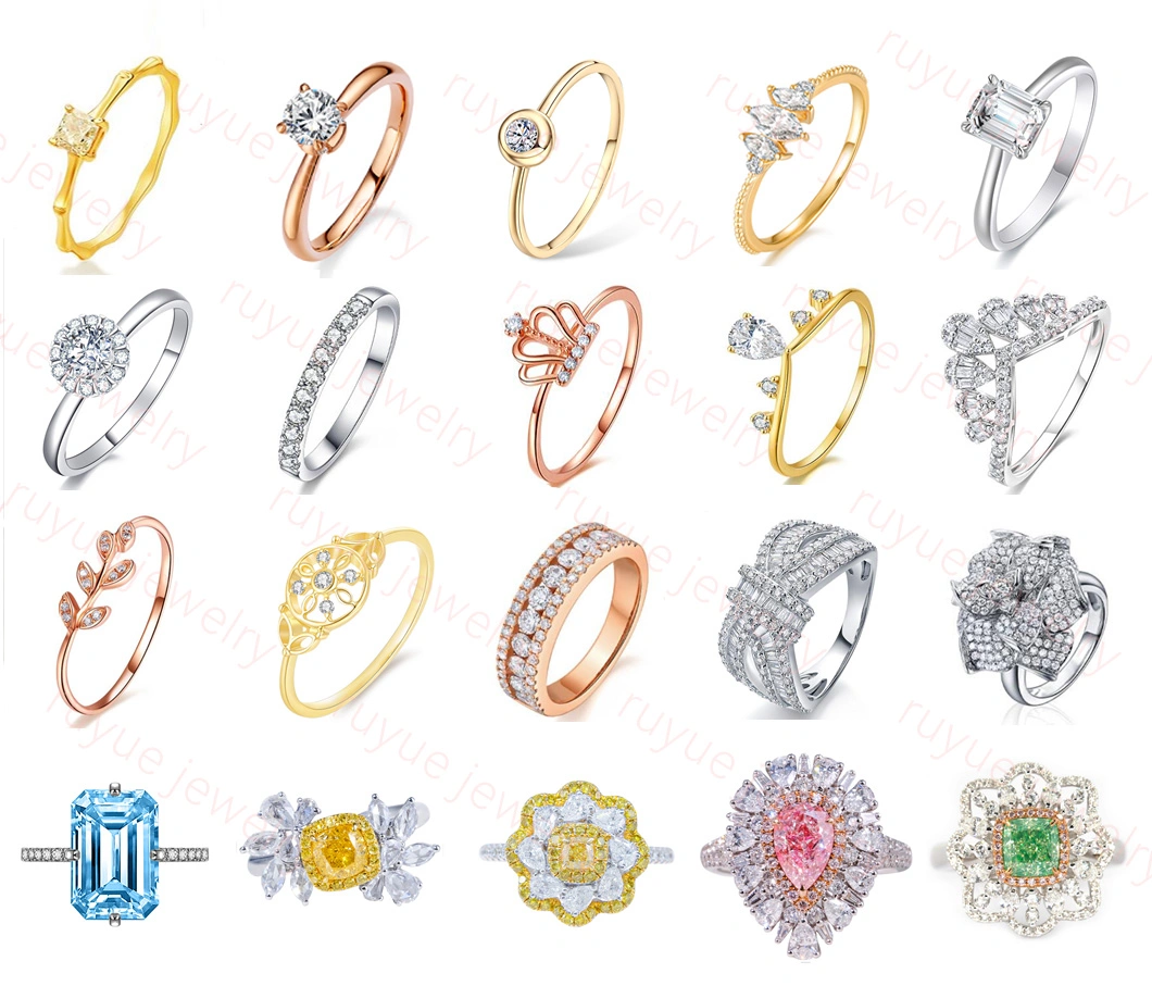Lab Grown Diamond Igi/Gia Design Customize Rose Gold Platinum Rings Finger Ring Fashion Accessories Rings