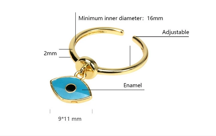 Girls Style Creative Multi Colors Evil Eyes Ring Woman&prime; S Copper Gold Plated Exquisite Adjustable Candy Colors Rings Customized Hand Ornament Enamel Ring
