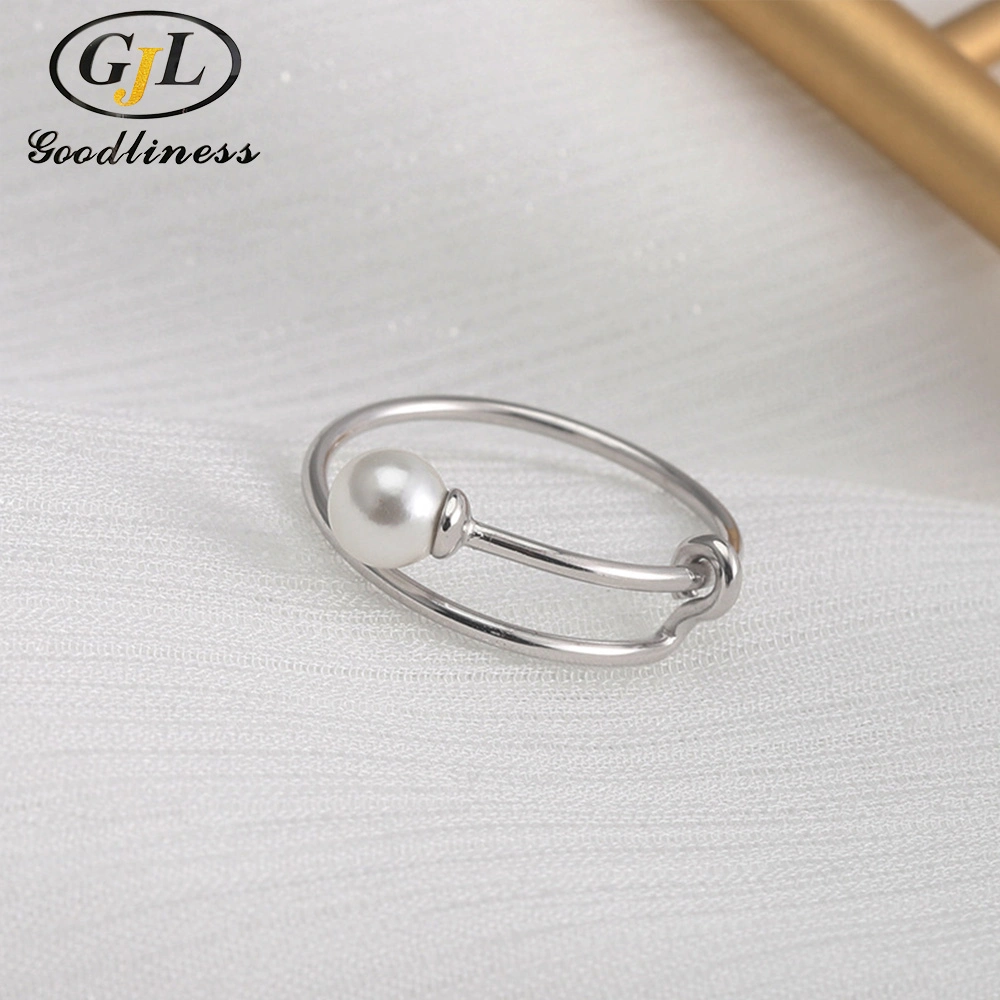 Minimalist Adjustable Promise 925 Silver Rings with Pearl for Girls