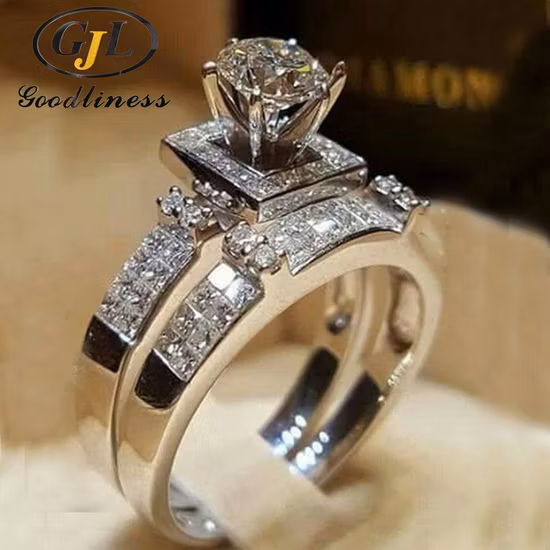 Full Diamond 8 Heart 8 Arrow Zircon Set Rings for Wedding and Engagement Rings