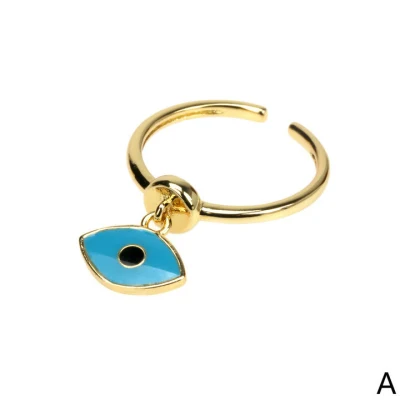 Girls Style Creative Multi Colors Evil Eyes Ring Woman′ S Copper Gold Plated Exquisite Adjustable Candy Colors Rings Customized Hand Ornament Enamel Ring