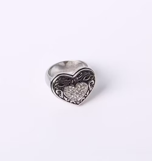 Simple Style Jewelry Ring Silver Plated with Heart Charm