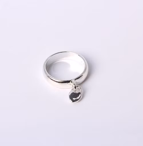 Simple Style Jewelry Ring Silver Plated with Heart Charm