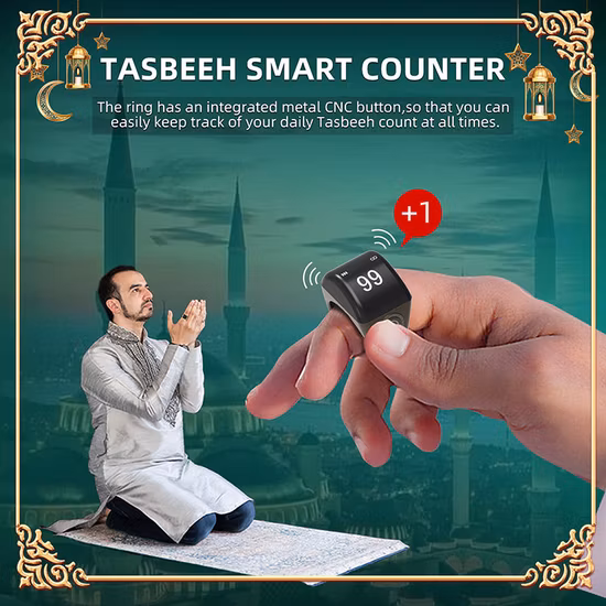 2023 Top Salenewest Muslim Metal Finger Tasbih Counter Tassbeeh Tally Counter Smart Zikr Ring