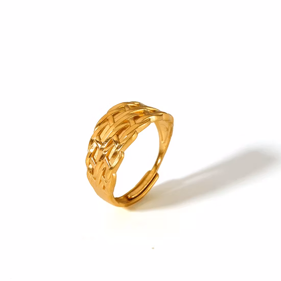 Wholesale Custom Fashion Jewelry Dainty 18K Gold Plated Finger Jewelry Women 316L Stainless Steel Chunky Link Chain Heart Rings