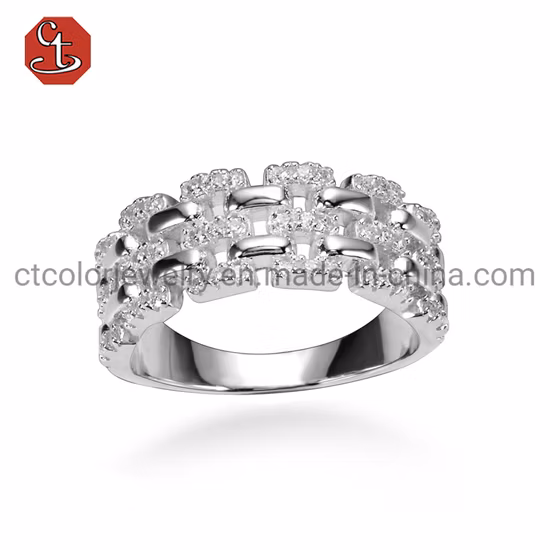 Fashion Diamond Jewellery Two Fingers Ring with Shell Pearl for Women 925 Silver Jewelry