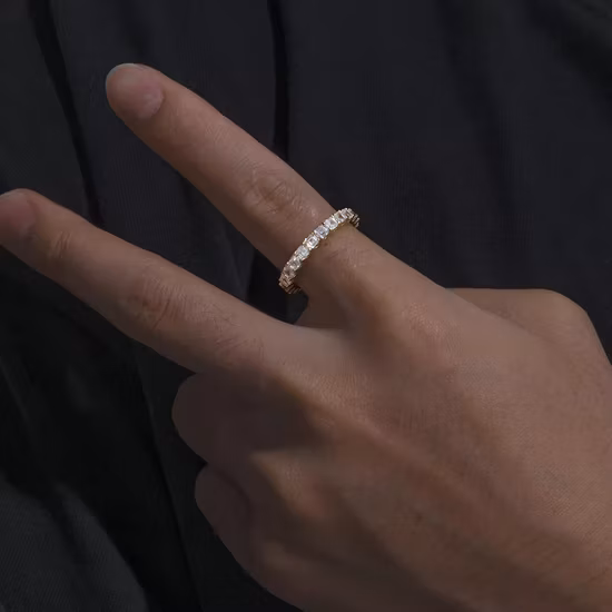 Initial Eternity Promise Couple Plain Silver Diamond Rings for Her