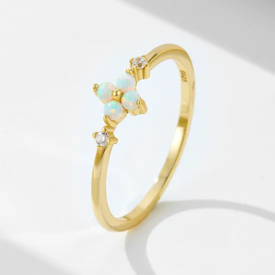 S925 Sterling Silver Leaf Flower Women Ring